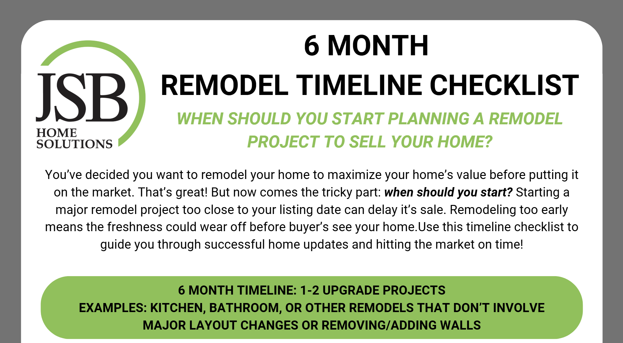 6 Month Remodel Timeline Checklist